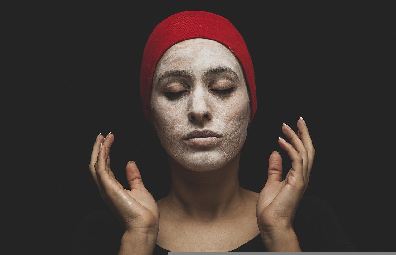 Woman with a face mask on